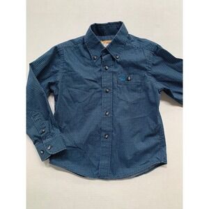 Wranglers Boys Button Up Down Size XS Blue Ranch Rodeo